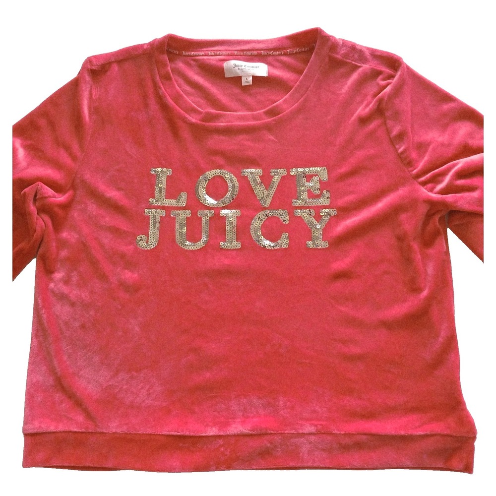 Juicy Couture Hot Pink Velour Casual Wear /Sleep Top Women's Size L